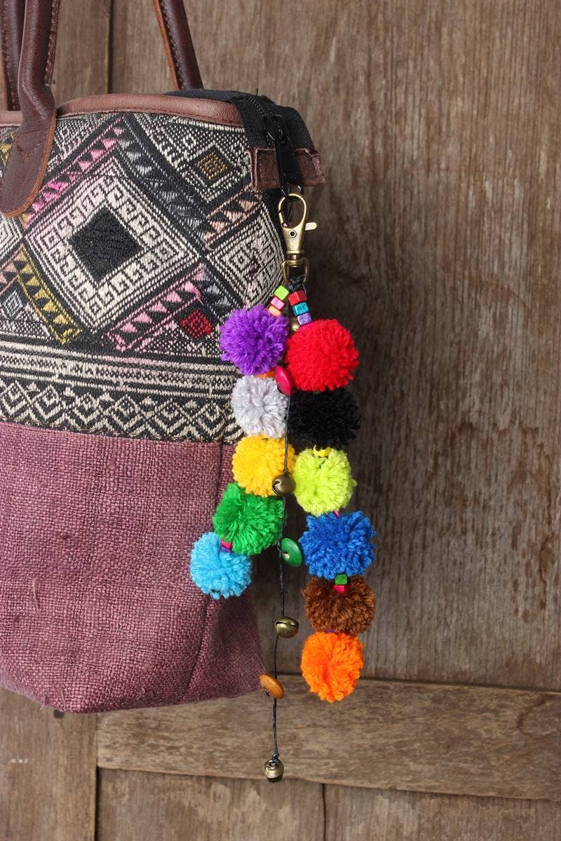 Lumily - Wholesale Keychain – Women's - Suerte Pom Pom Zipper Pull with Beads, Shells, and Charms | 1