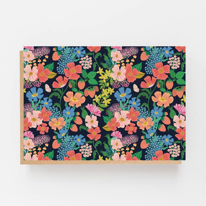 Summer Flowers Black Blank Cards for wholesale by Lomond Paper Co