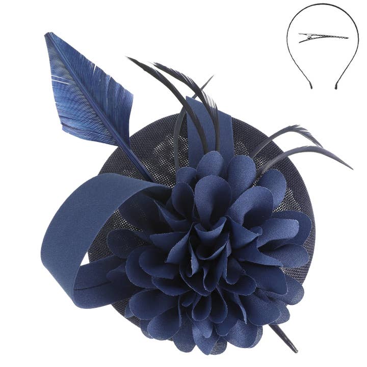 SP Sophia Collection - Wholesale Fascinator Hat - Women's - Floral Feather Sinamay Disc Fascinator 4