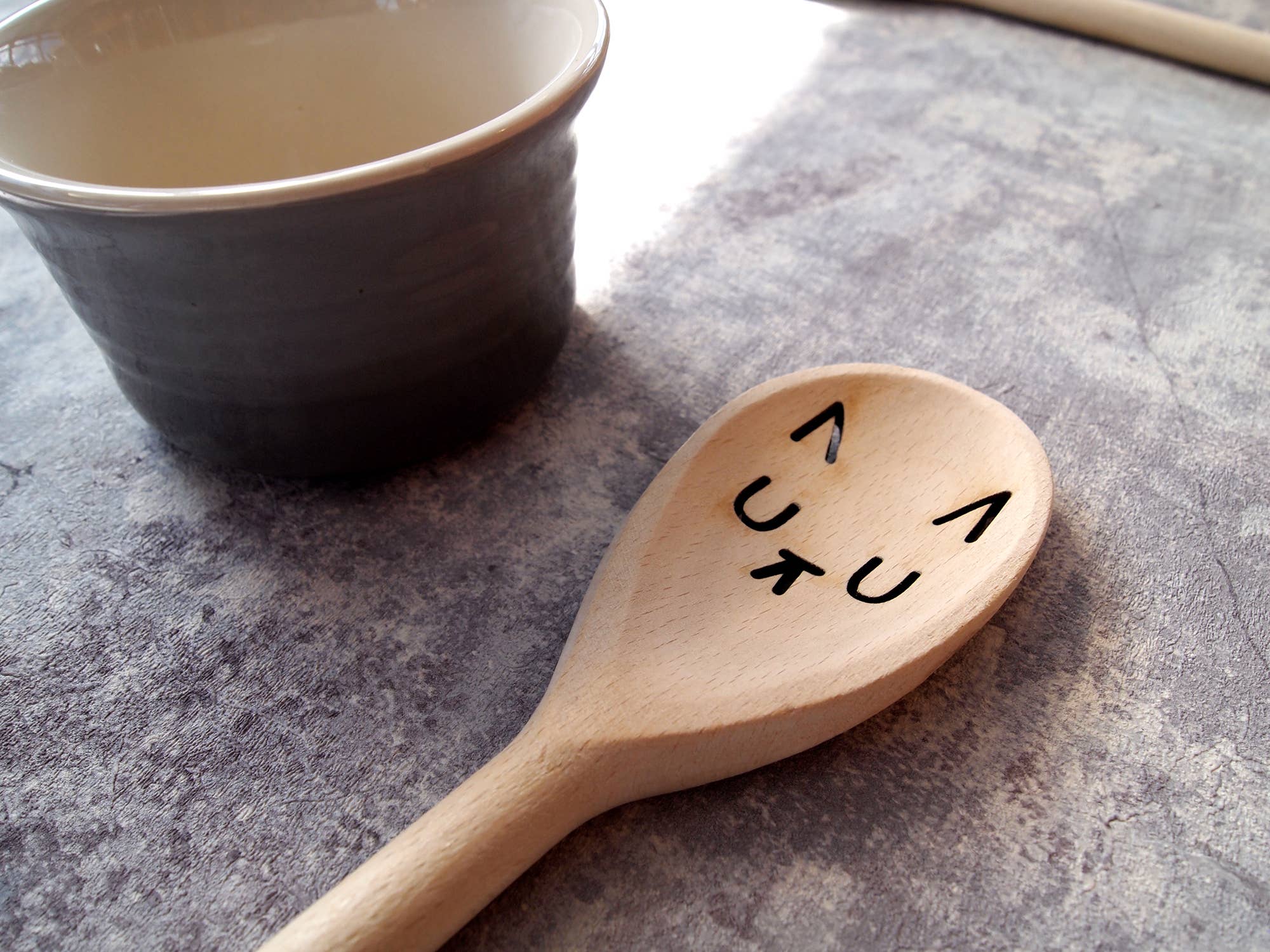 I LIKE CATS – Colher de cozinha por atacado – Colher de pau com cara de gato sonolento utensílio de cozinha3