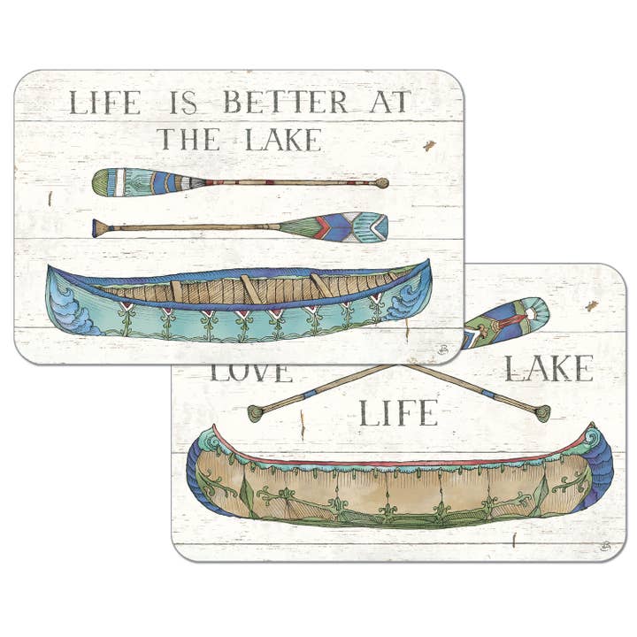 "Lake Sketches" Reversible Rectangular Plastic Placemat for wholesale by Conimar Promotions