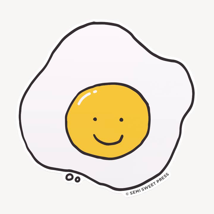Egg vinyl sticker for wholesale by Semi Sweet Press