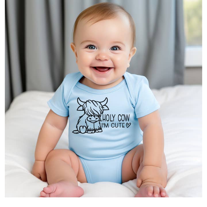 Holy Cow I'm Cute Baby Bodysuit for wholesale by SweetBee
