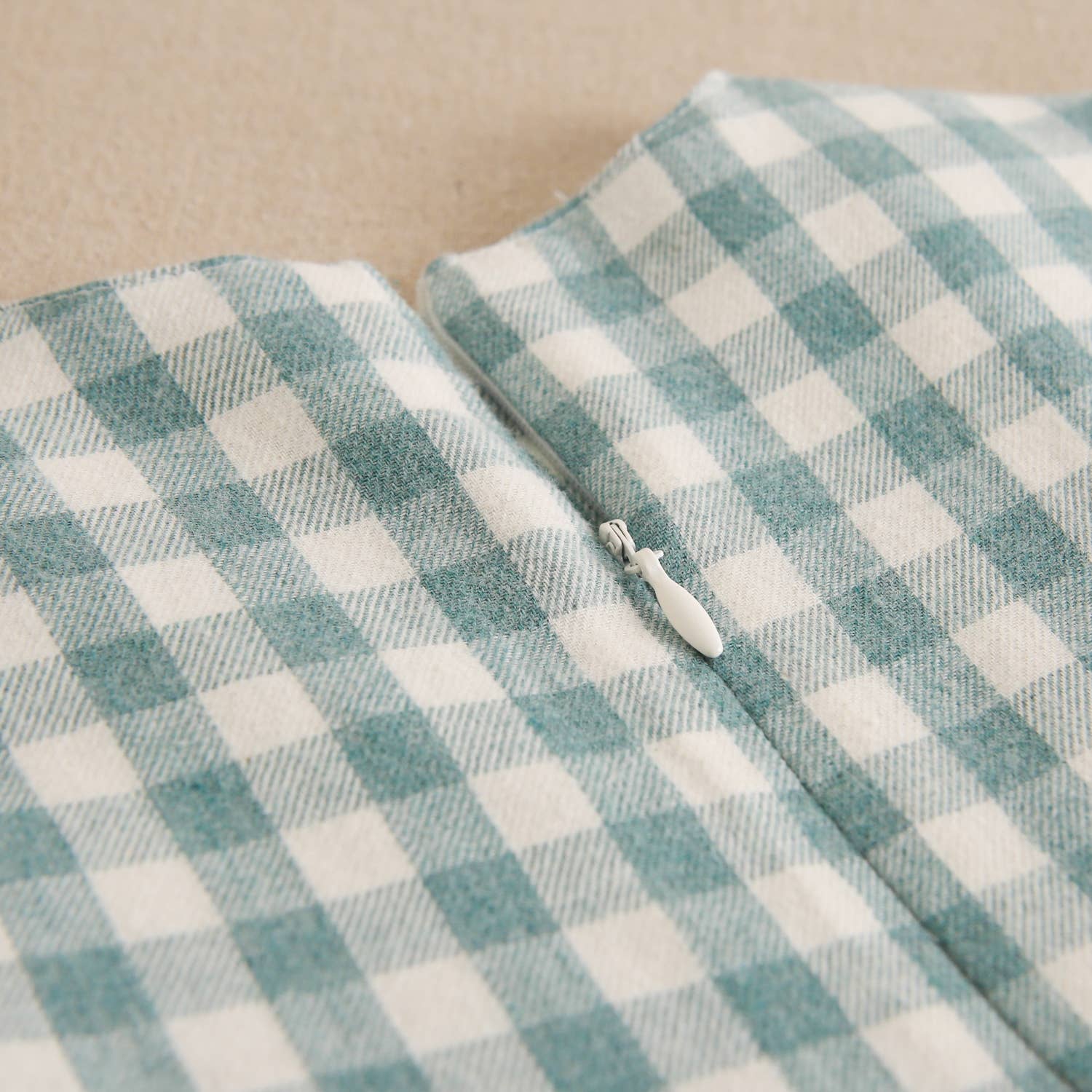 Dadati - Wholesale Dress - Kids - Water green vichy checkered flannel dress with bow7