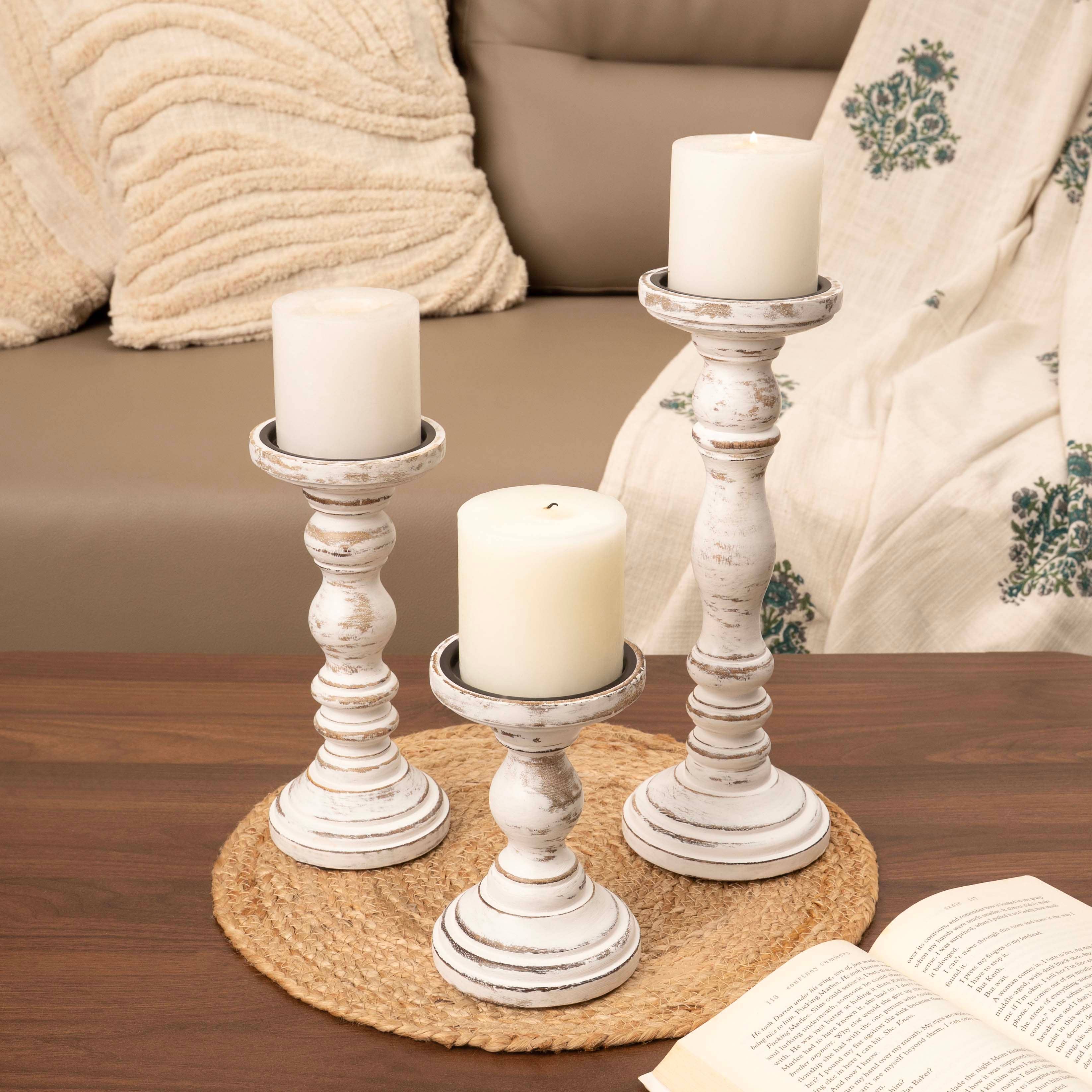 LuxeDesigns Co LLC - Wholesale Candle Holder - Wooden Candle Holders for Tall Pillar Candles Set of 313