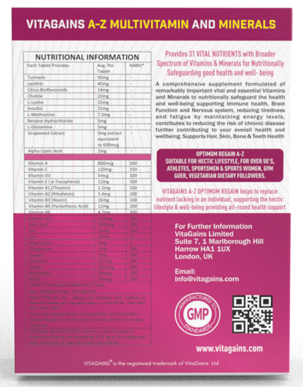 VitaGains – wholesale Oral supplement/vitamin – A-Z Multi Vitamins & Minerals2