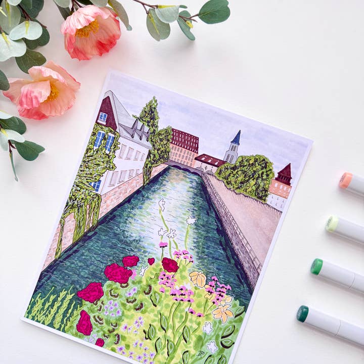 Strasbourg, France Abstract | Recycled Card Stock Print for wholesale by D. Prince Designs