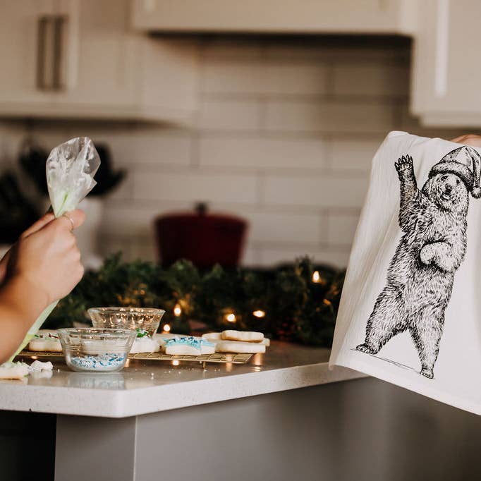 Kitchen Towel / Holiday Bear / Dish Towel for wholesale by Your Green Kitchen