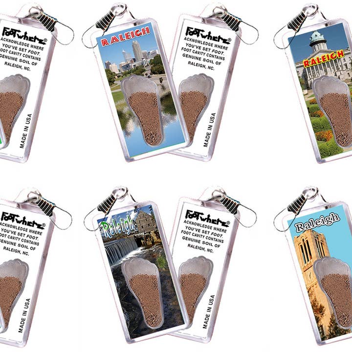 Raleigh FootWhere® Souvenir Zipper-Pull. 72 pieces/6 assorted styles. for wholesale by FootWhere- USA Group, Inc.
