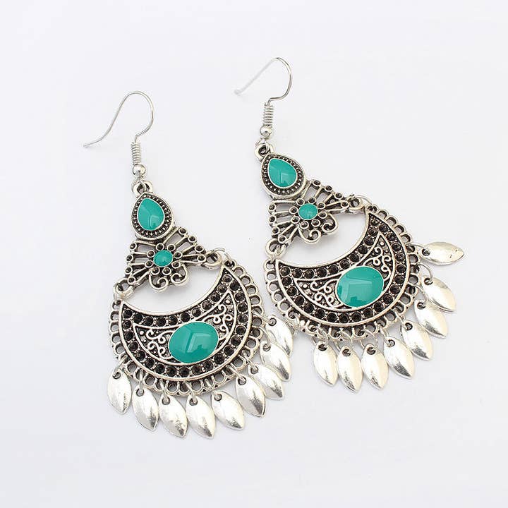 BESHEEK JEWELRY - Wholesale Dangle Earrings - BeSheek Silvertone Blue Dangle Earrings