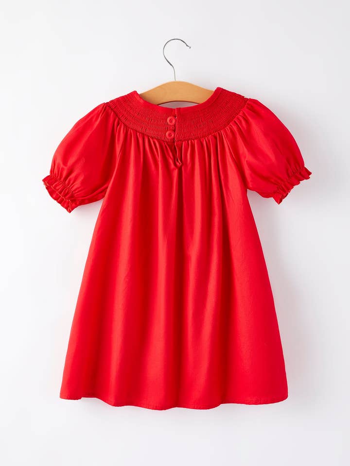 Rylee Faith Designs - Wholesale Dress - Kids - Girls Bow Smocking Embroidered Red Dress