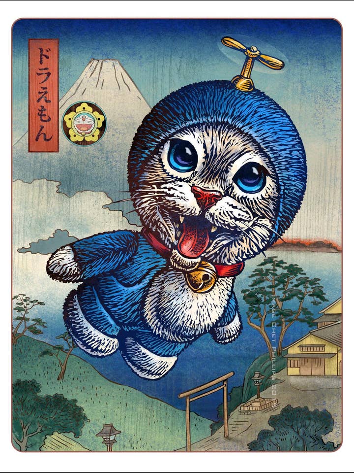 Time Traveler Doraemon- 11" x 14" print for wholesale by ChetArt
