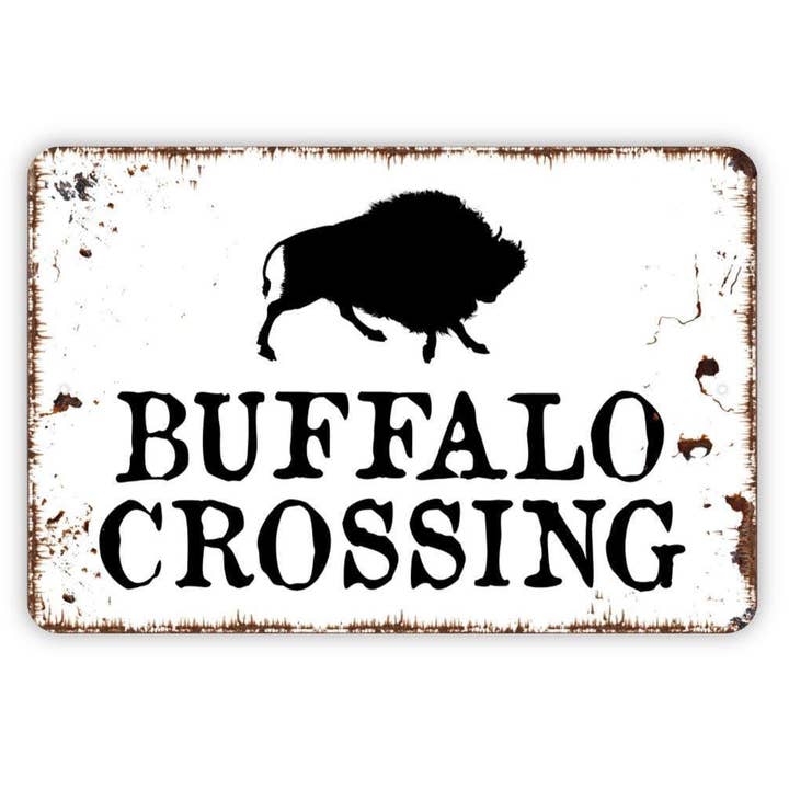 Buffalo Crossing Bison Farm Metal Wall Art Indoor/Outdoor for wholesale by North Star Rustics Signs