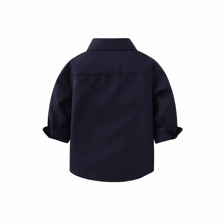 Fennco Styles - Wholesale Button Down Shirt - Kids - Navy Blue Cotton Button-Down Shirt – Baby & Toddler3