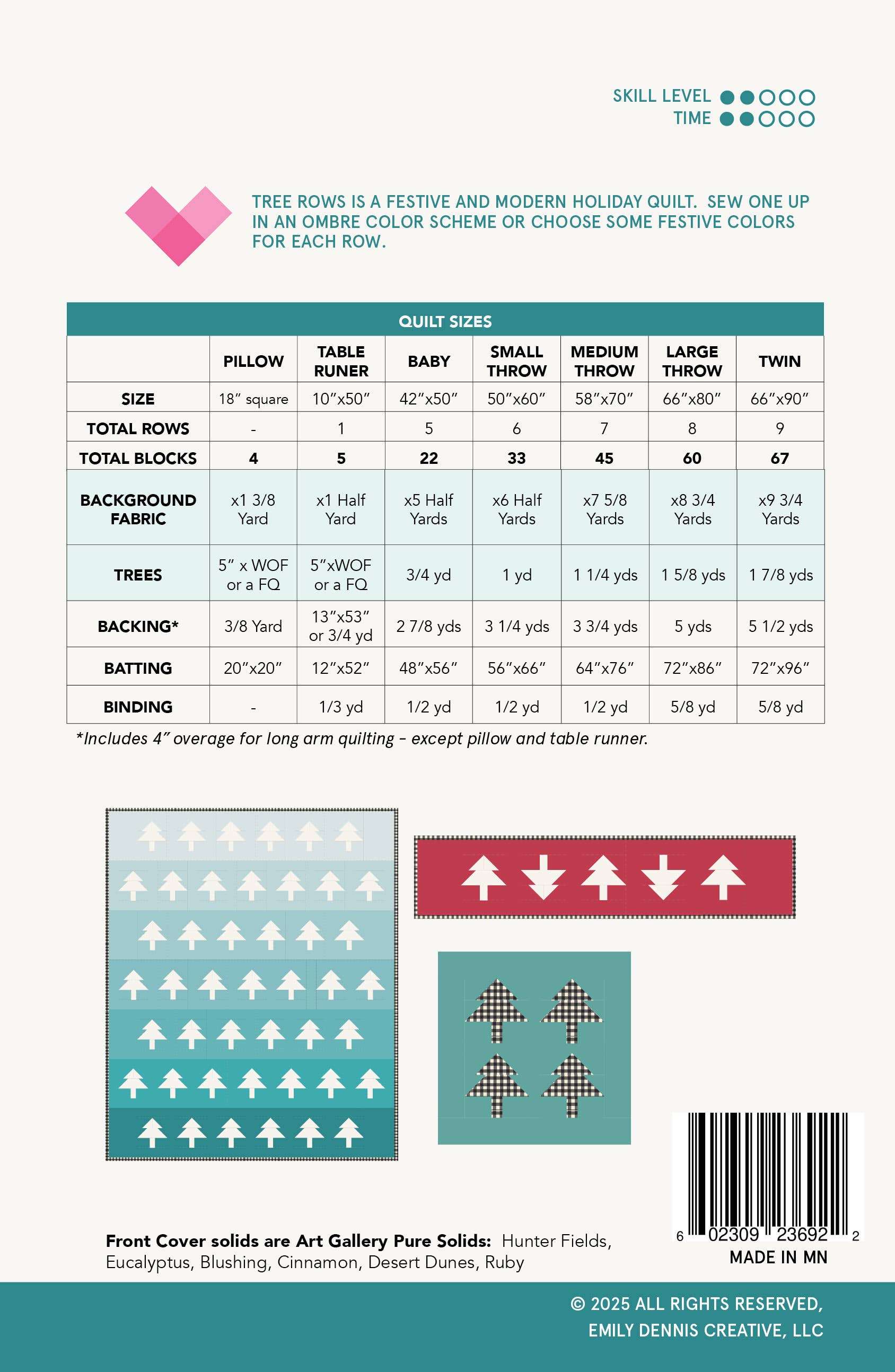 Quilty Love - Wholesale Craft Sewing Kit - Tree Rows PAPER Quilt Pattern9