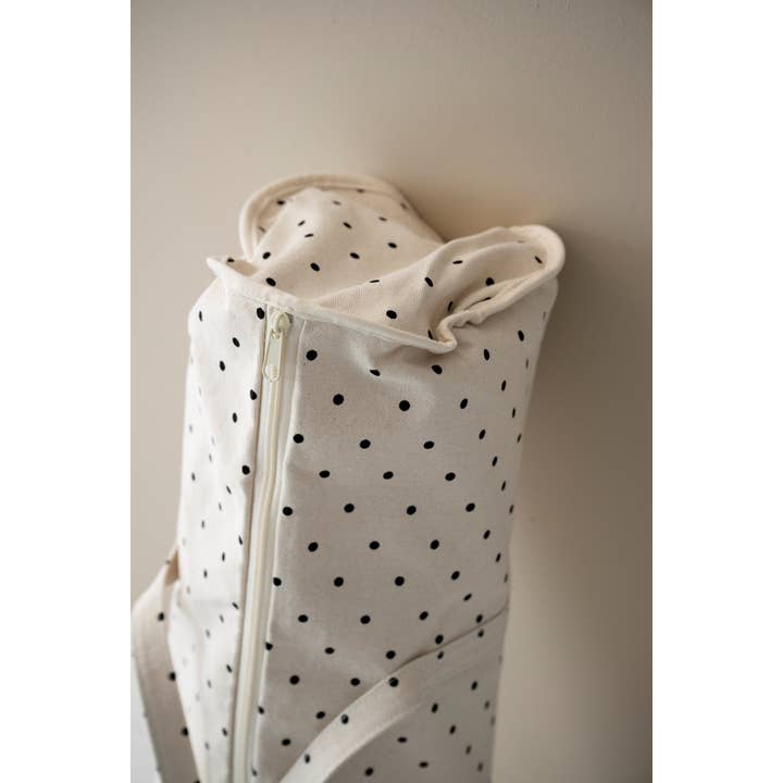 moshi moshi mind – Bolsa de ioga por atacado – Bolsa para tapete de yoga com bolinhas - ecru e preto6