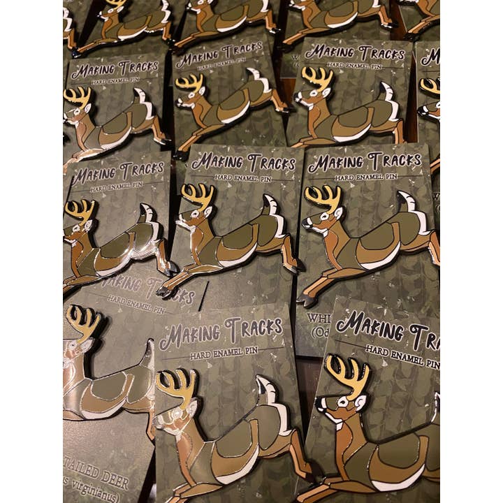 Roamin' Bison Workshop - Wholesale Lapel Pin/Button - White Tailed Deer Hard Enamel Pin | Deer Pin | Buck Pin | Ar