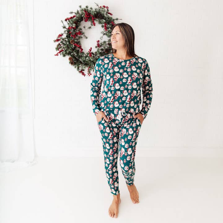 Dreamiere - Wholesale Lounge Set - Women's - We Believe Holiday Family Matching Santa Women's Long Sleeve Bamboo Loungewear - Jolly Green