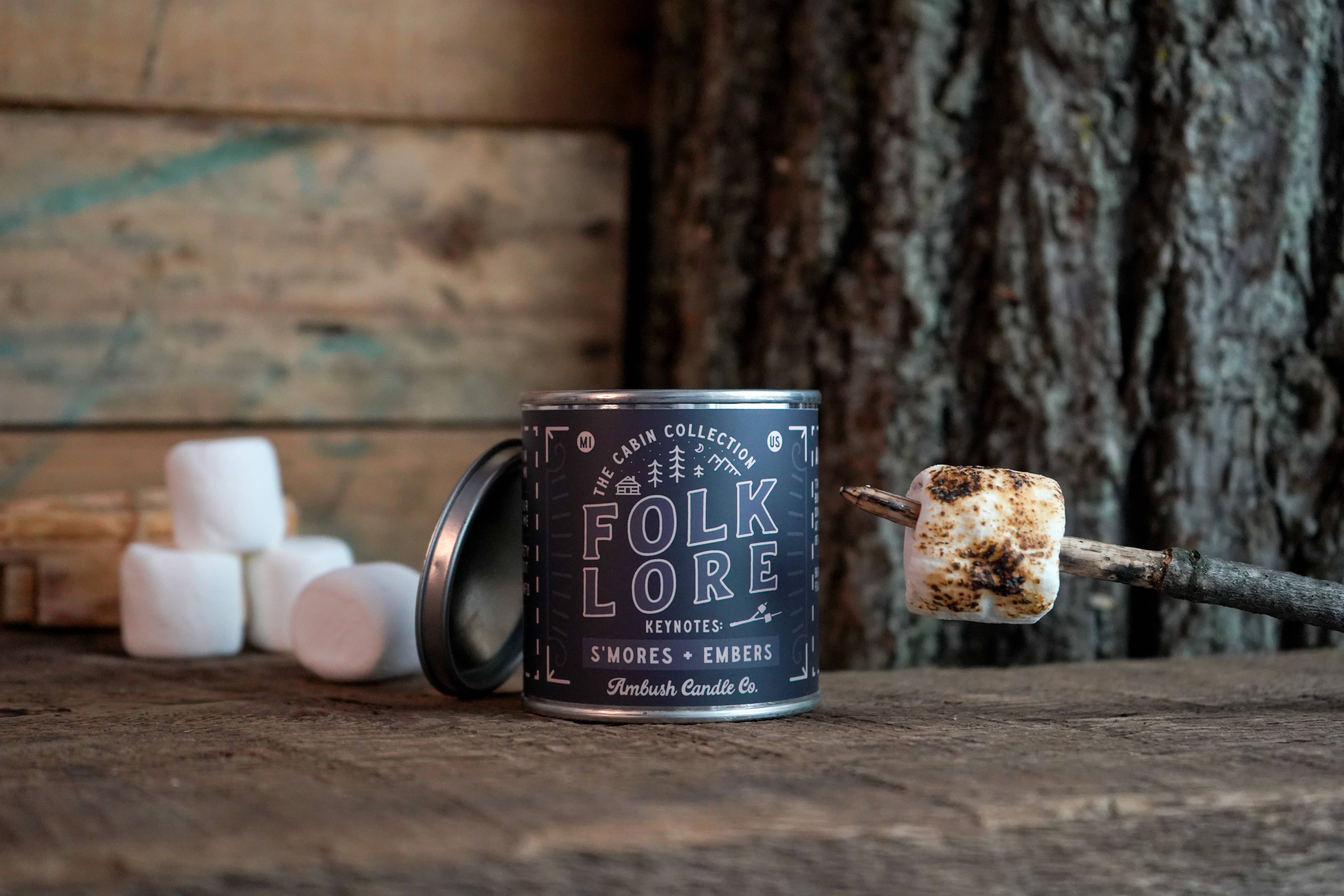 Ambush Candle Co. - Wholesale Travel Candles - Folklore | S'mores + Embers 8oz Soy Candle3