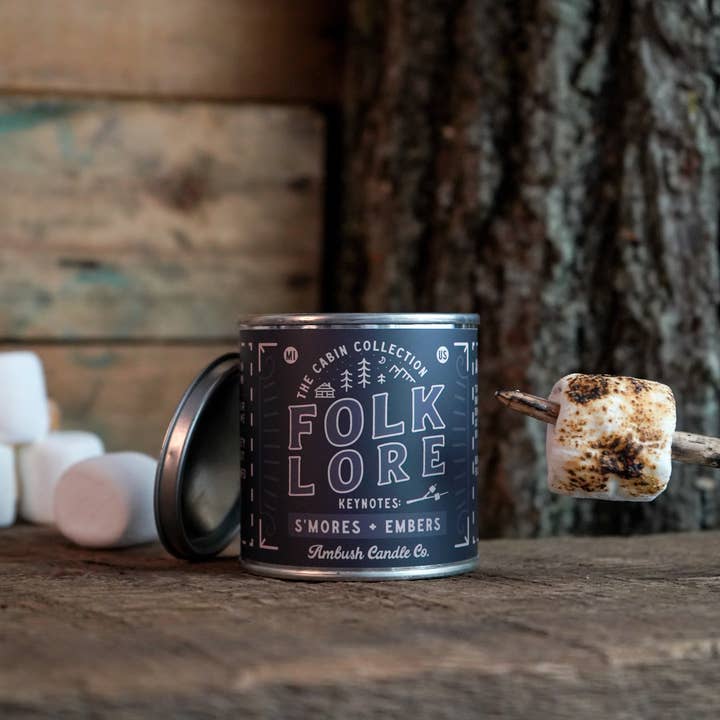 Ambush Candle Co. - Wholesale Travel Candles - Folklore | S'mores + Embers 8oz Soy Candle3