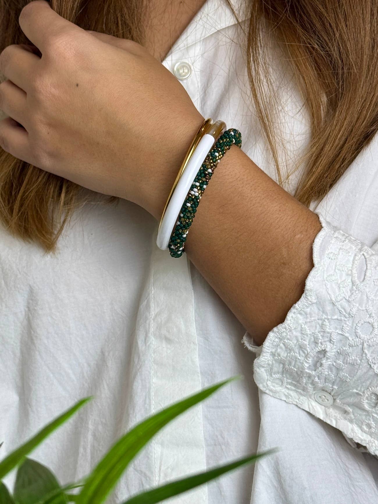 MAISON KIZO - Wholesale Bangle Bracelet - White buffalo horn lacquered bangle3