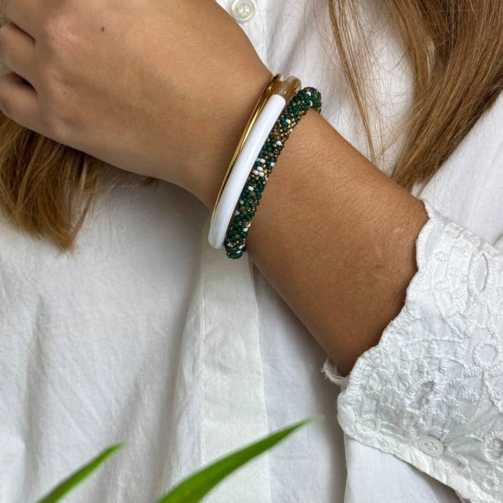 MAISON KIZO - Wholesale Bangle Bracelet - White buffalo horn lacquered bangle3