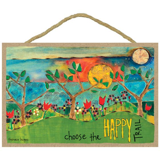 Choose the happy trail 7" x 10.5" wood plaques for wholesale by SJT Enterprises, Inc.