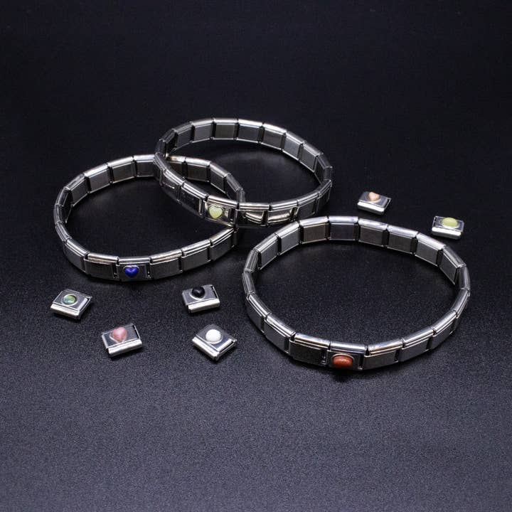 Natalia - Wholesale Individual Charm/Pendant - Italian Charm Bracelet Charms - Paua Shell Cabochon Links