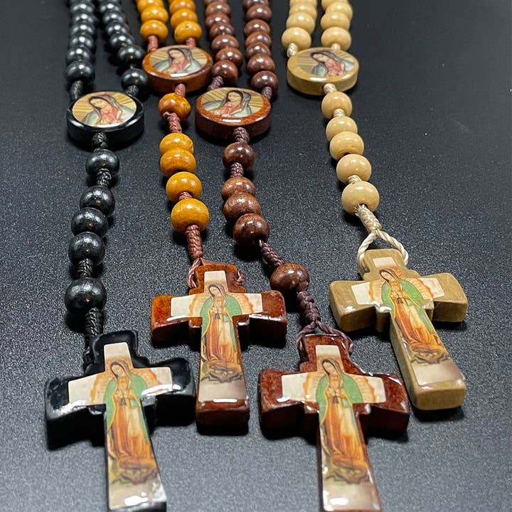 Oremus Mercy - Vendita all'ingrosso Collane a grani - Rosario in legno LRG Nostra Signora di Guadalupe 18"