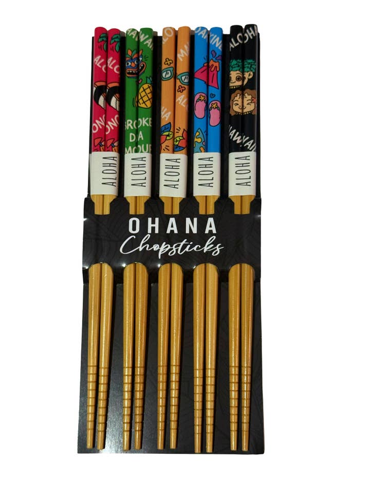 Ohana Reusable Chopsticks "The Ohana Pack" (5 Pairs) for wholesale by The Sunset Shop