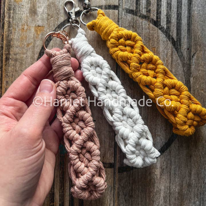 Diamond Macrame Wristlet Keychain, 30+ Colors for wholesale by Harriet Handmade Co.