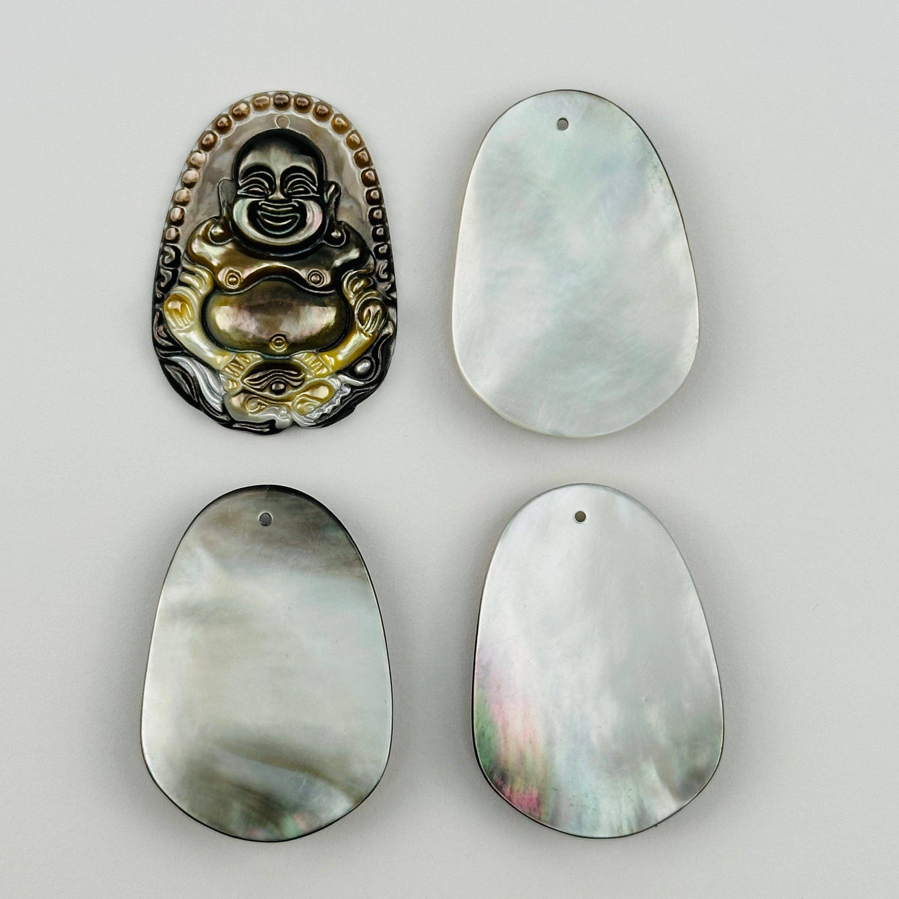 Rock Paradise – wholesale Individual charm/pendant – Abalone Buddha Pendant - Top Drilled -4