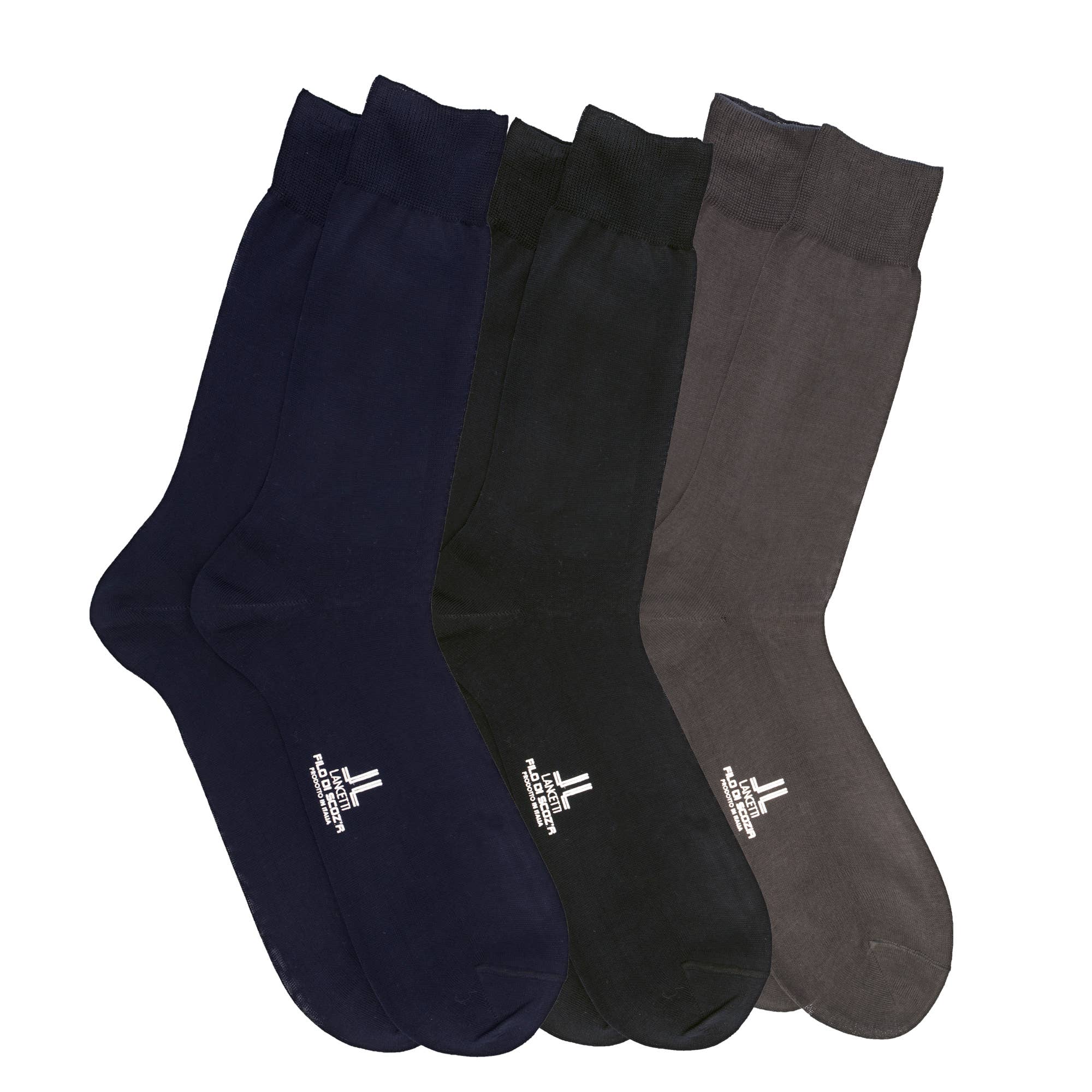 PARAMONTE CALZE SRL – Meias - Homem por atacado – LANCETTI - Meias Curtas Masculinas em Algodão Filo di Scotia Produzidas na Itália3