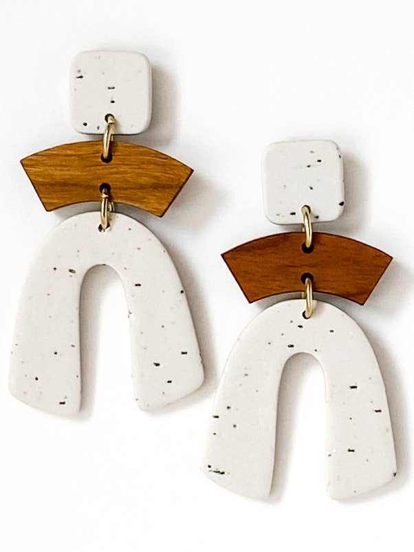 Suki | Birch Gray | Polymer Clay & Wood Earrings | Signature for wholesale by Aves + Brit | Handmade Midwest Modern Jewelry