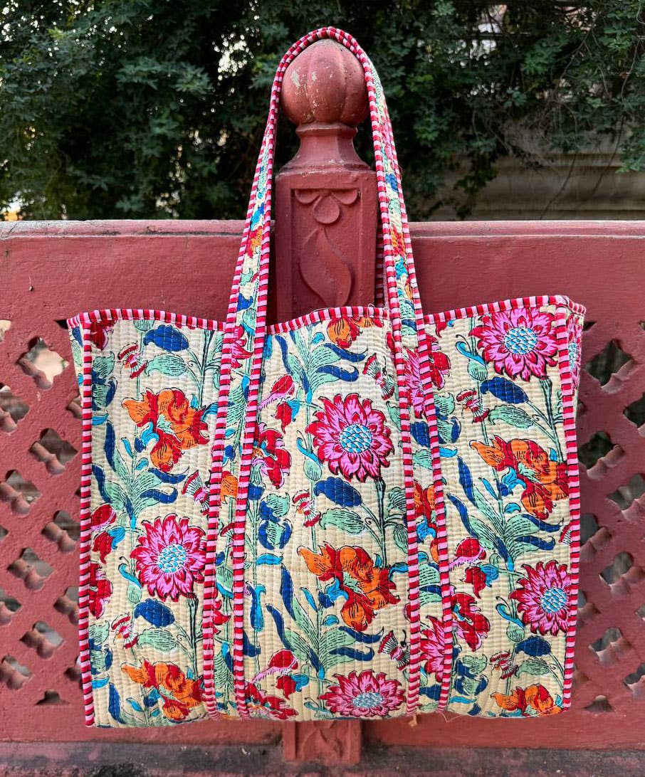 Bhawana Handicrafts - Wholesale Tote Bag - Women's - Floral Print Stylish Bag Indian Cotton Quilted Bag Women Bag0