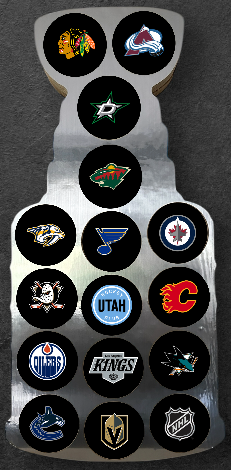 Iron Rose Woodworks - Wholesale Wall Accent - Stanley Cup Wall Hanging Display for 16 Hockey Pucks2