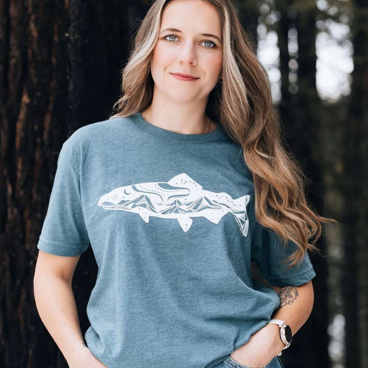 Salmon, Unisex T-shirt, Responsibly Made for wholesale by Mountain Mornings