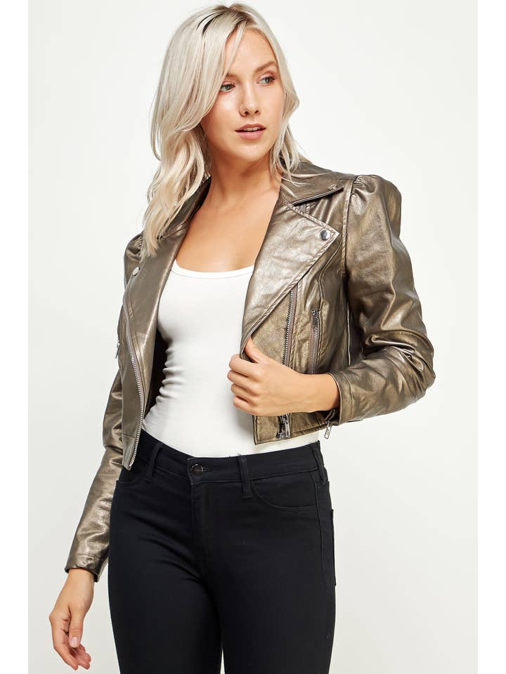 Strut & Bolt – Großhandel Lederjacke – Damen – Jacke aus Kunstleder mit Puffärmeln