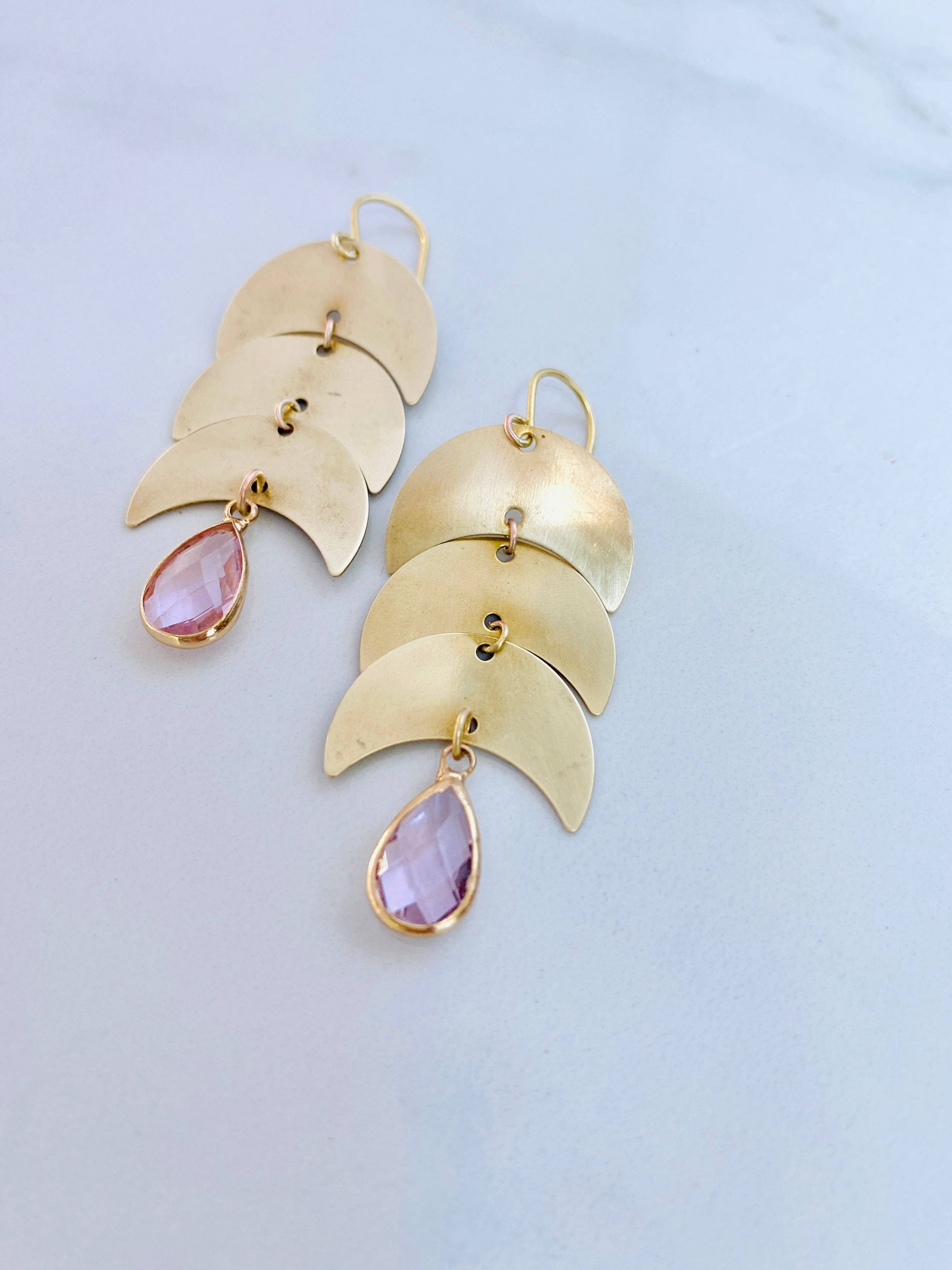 Moxie Collective (formerly Atonement Design) - Wholesale Dangle Earrings - Dusty Rose Pink Moon Earrings4