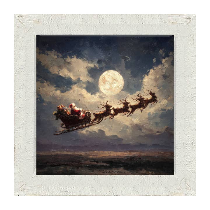 ginger blue - Wholesale Art Print - Santa Flying under Full Moon8