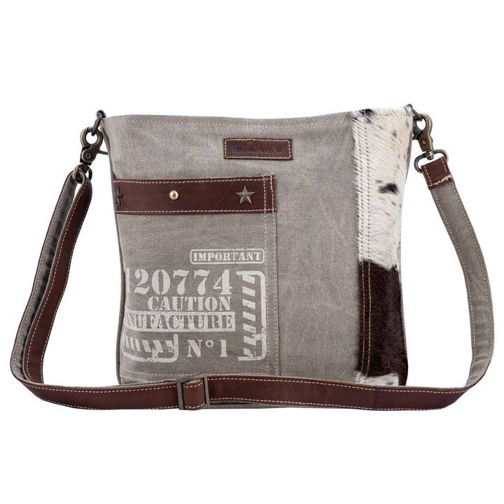 Canvas Leather & Cowhide Cowhide shoulder bag - Gray for wholesale by Sixtease Bags USA