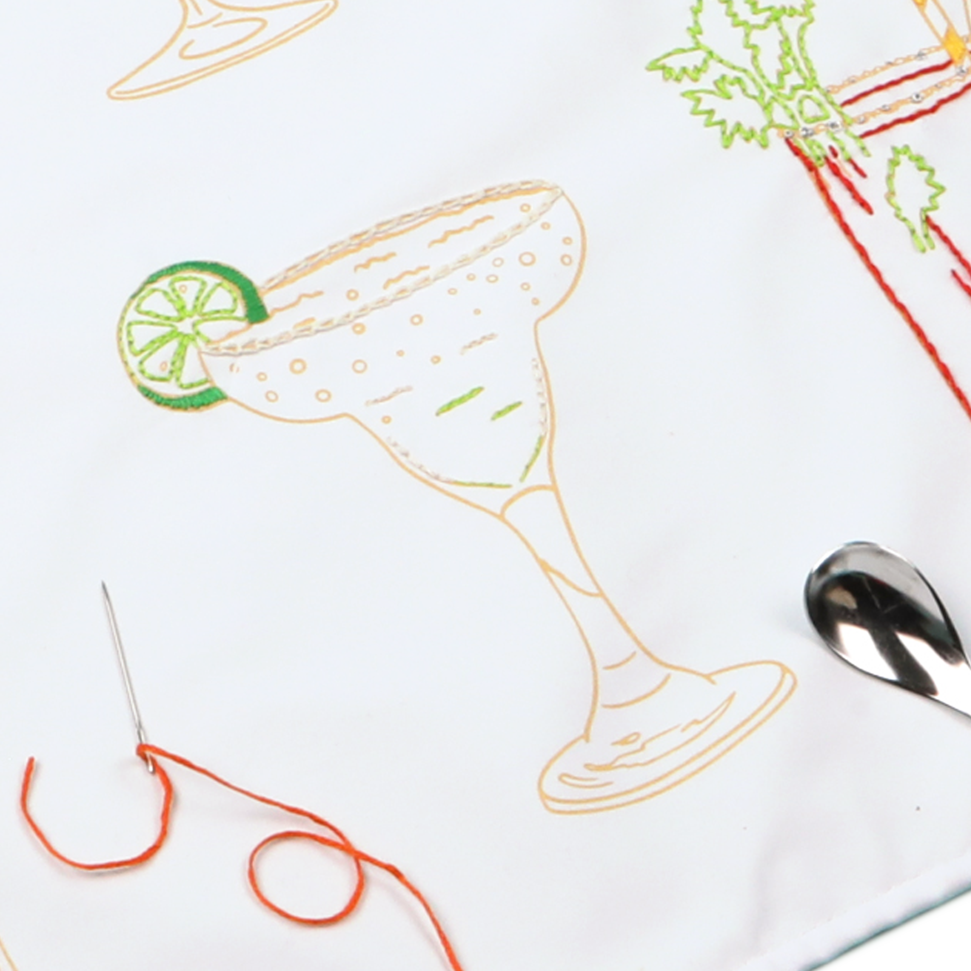 Chasing Threads – wholesale Kökshandduk – Brodera dina cocktails kökshandduk - Broderikit10