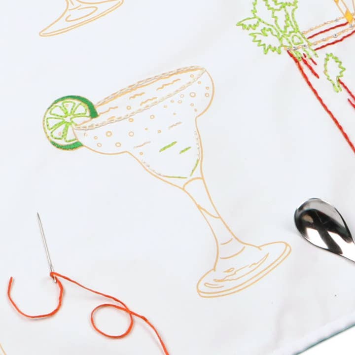Chasing Threads – wholesale Kökshandduk – Brodera dina cocktails kökshandduk - Broderikit10