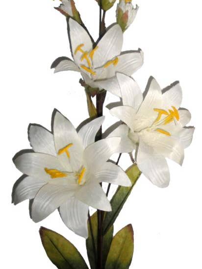 Ramo de Lirios Blancos Artesanales en Virutas de Madera, 80 cm para venta al por mayor de Dolfi