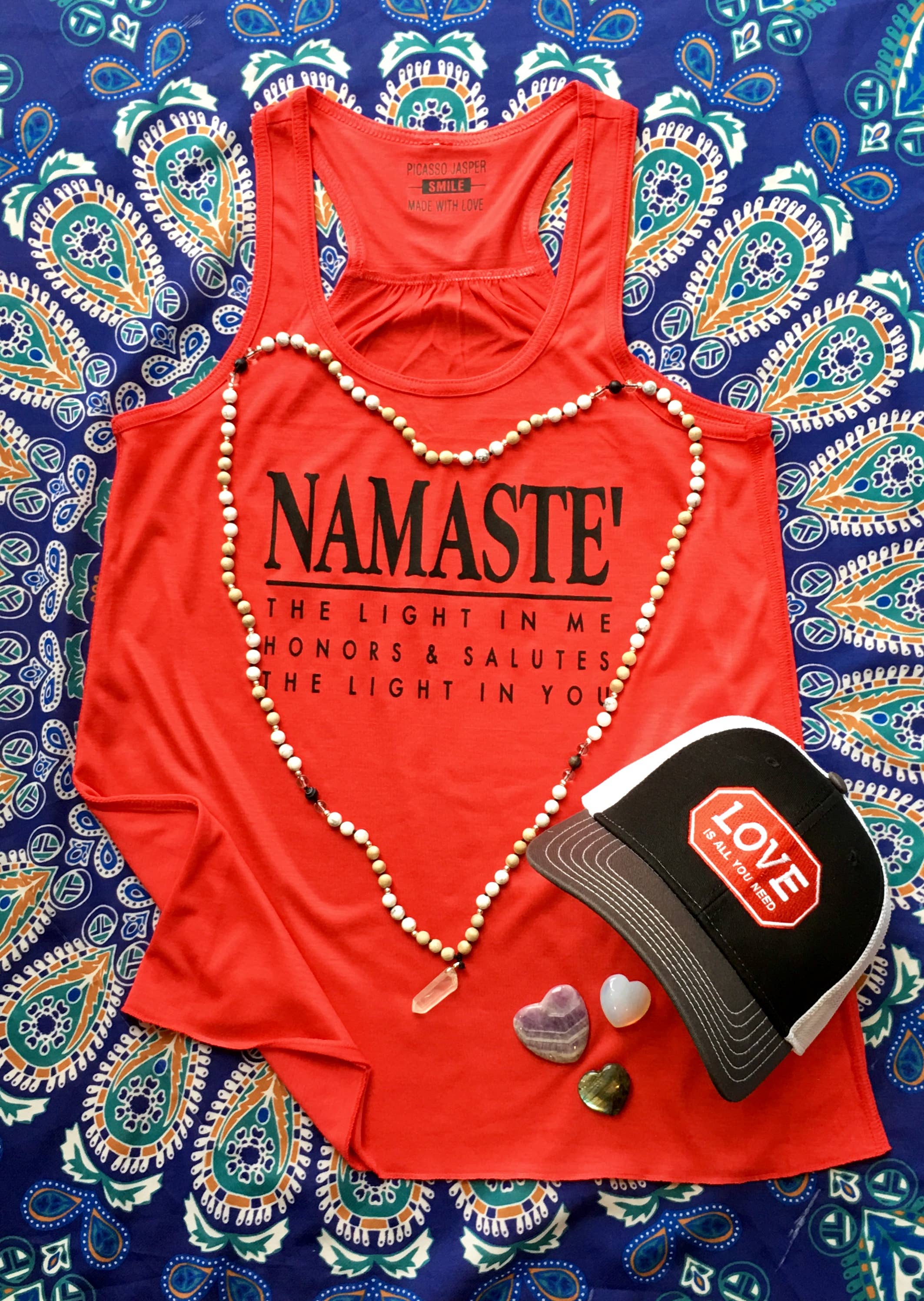 Picasso Jasper - Wholesale Tank Top - Women's - Namaste, Red Flowy Tank1