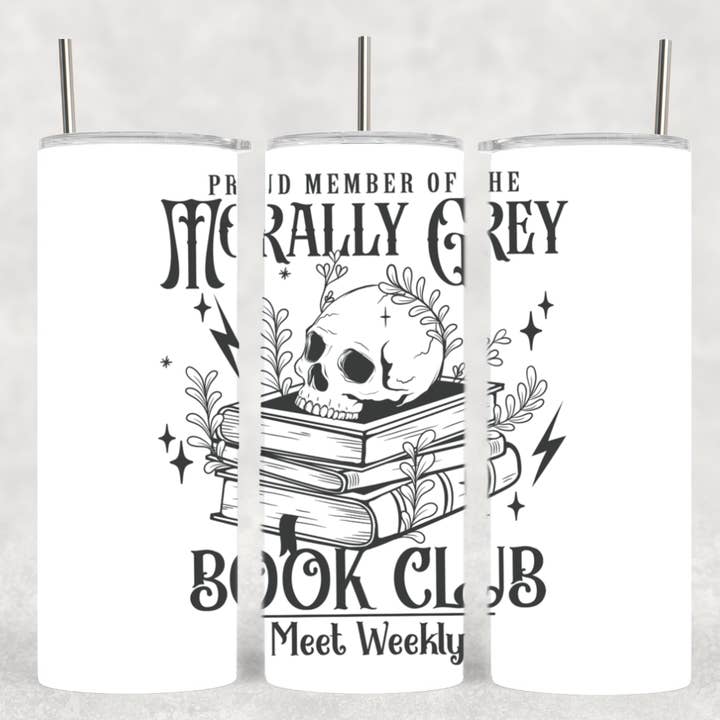 Morally Grey Characters Book Club BW Reader Bookish Tumbler for wholesale by The Geek Boutique