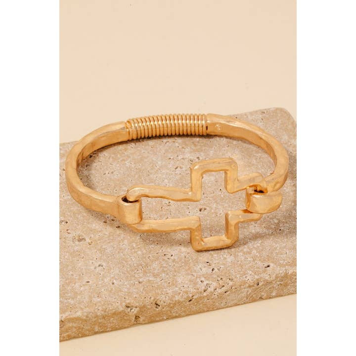 Anarchy Street - Wholesale Bangle Bracelet - Hammered Cross Coil Spring Hook Bangle Bracelet