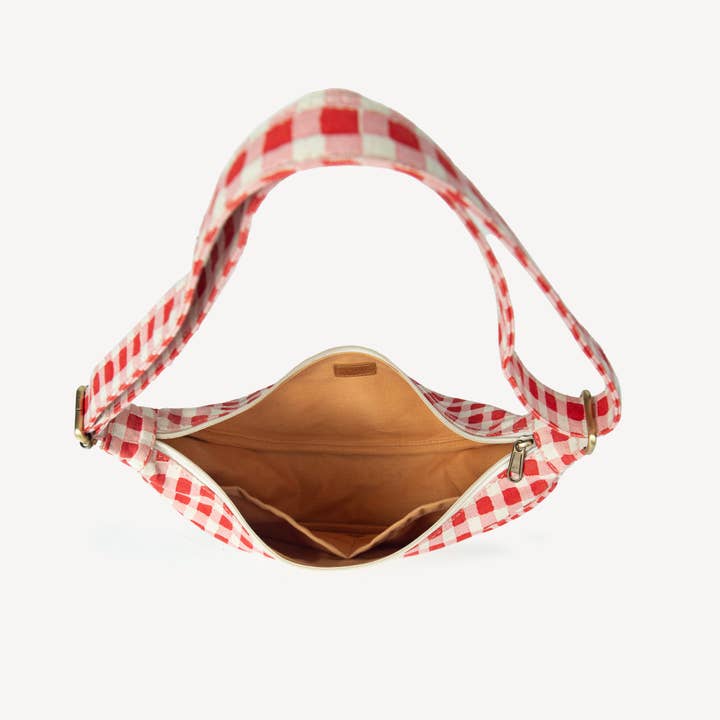JOYN - Wholesale Crossbody Bag - Women's - Moon Sling Bag - Tomato Gingham