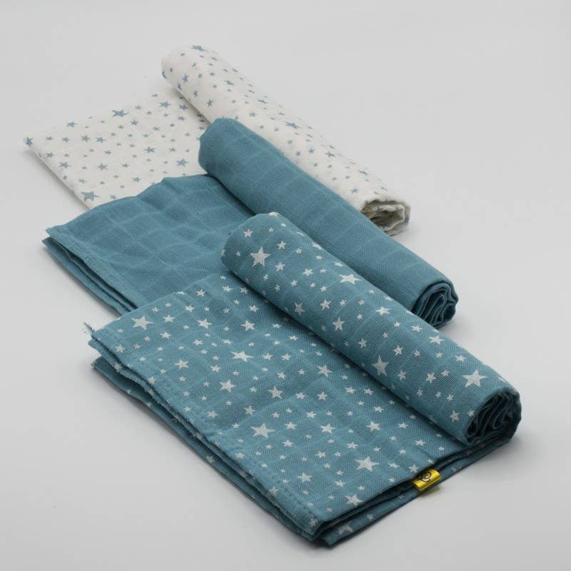 Cotton Baby - Wholesale Diaper (Cloth) - Baby - Muslin Swaddles 3 uni. Pack Steel Blue1
