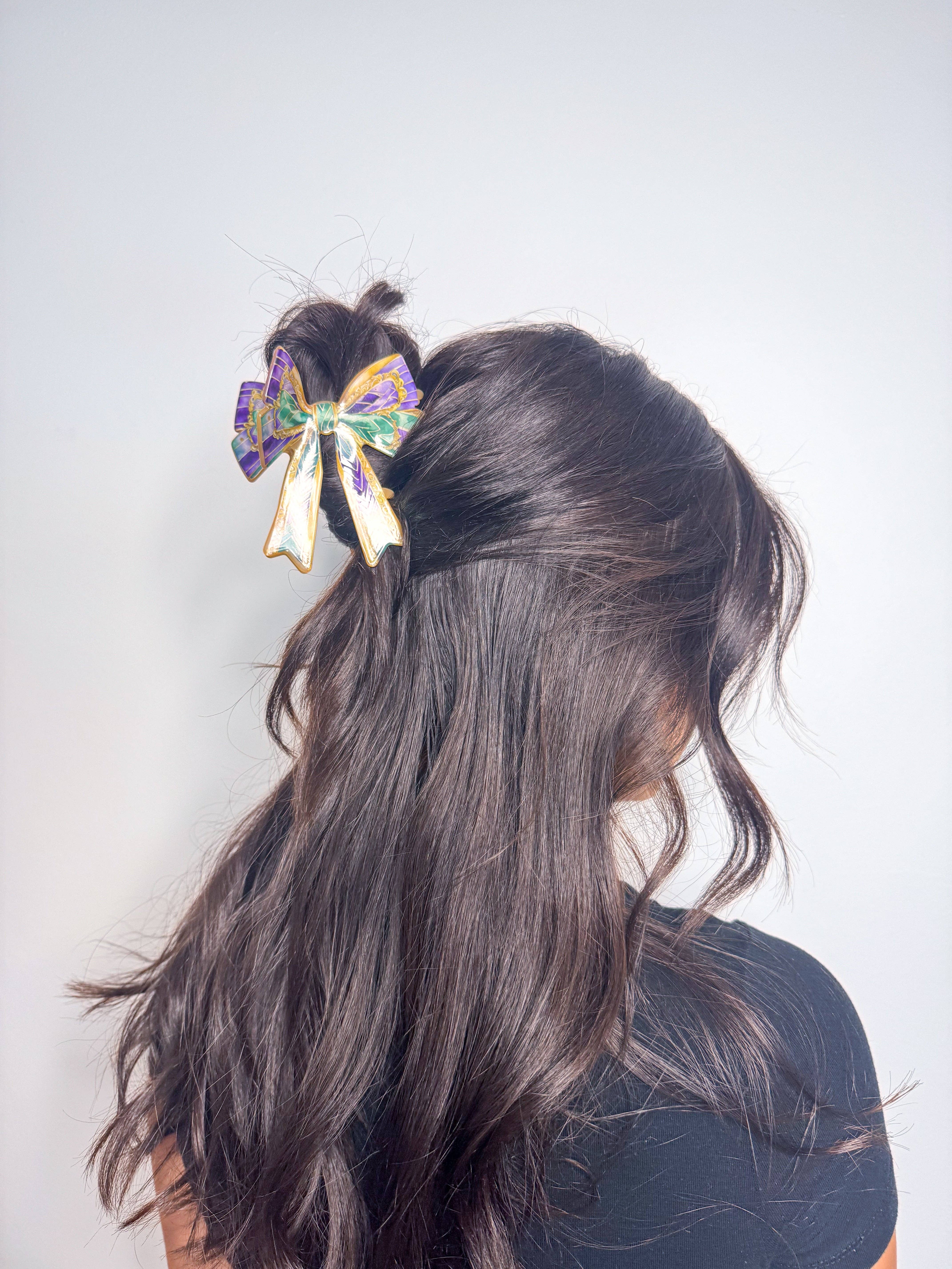 La Luna Belle LLC - Wholesale Hair Clip - Women's - Mardi Gras Bow Claw Clip2